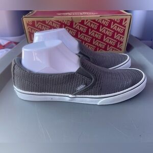NIB Vans Asher Women’s Gray mesh Slip-On Shoes